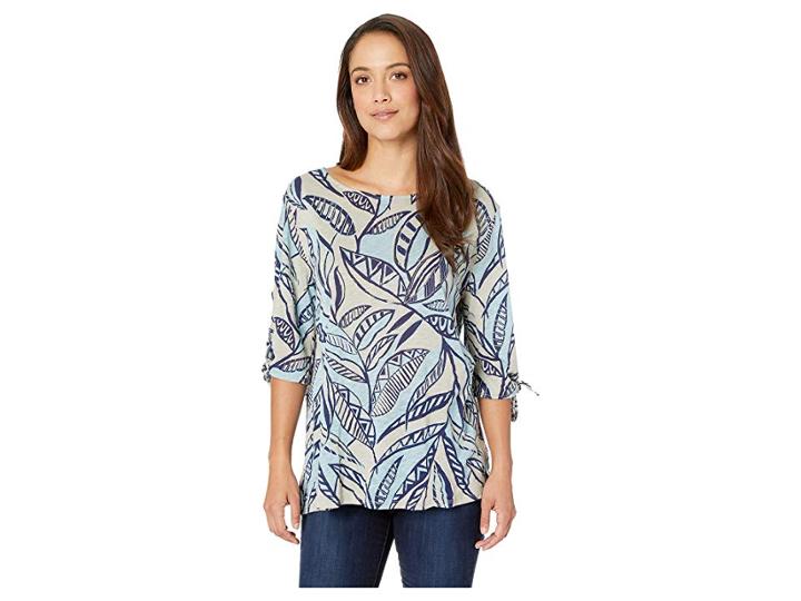 Fresh Produce Palm Leaves Vintage Ties Sleeve Tee (slate Grey) Women's T Shirt