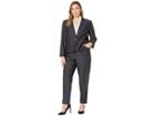 Tahari By Asl Plus Size Pants Suit With Turn Cuff One-button Jacket (blue Indigo) Women's Suits Sets