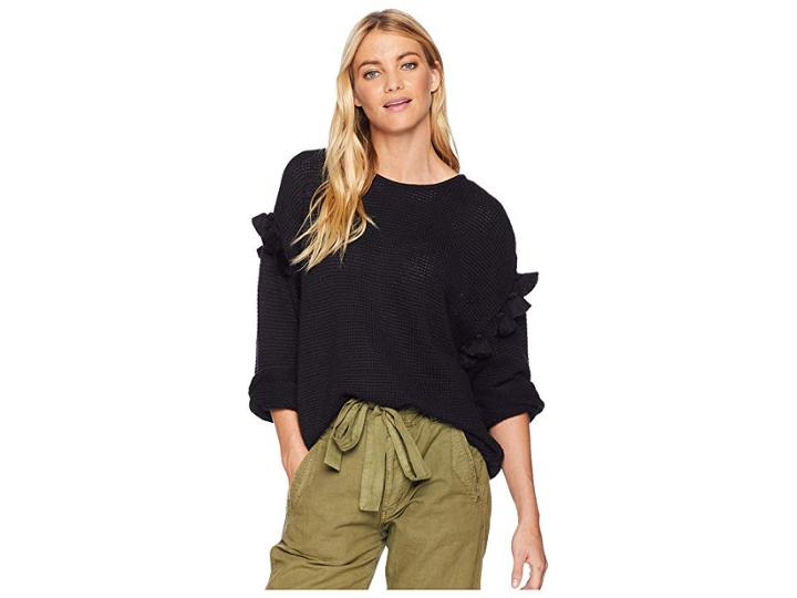 Chan Luu Oversize Pom Pom Sweater (black) Women's Sweater