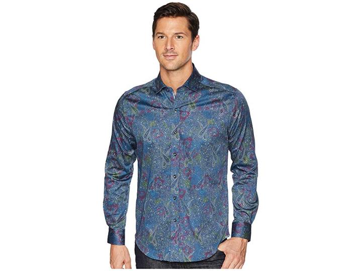 Robert Graham Modern Americana Carver Paisley Sport Shirt (blue) Men's Clothing