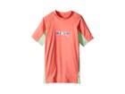 O'neill Kids Skins Short Sleeve Crew (little Kids/big Kids) (coral/mint/coral) Girl's Swimwear