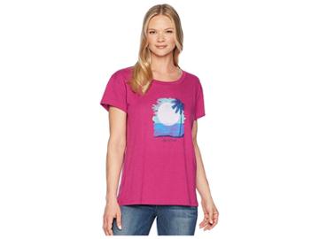 Life Is Good Sunset In Paradise Breezy Tee (sassy Magenta) Women's T Shirt