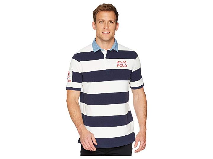 Polo Ralph Lauren Basic Mesh Short Sleeve Knit (cruise Navy/deckwash White) Men's Clothing