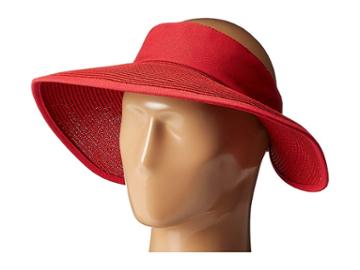 San Diego Hat Company Pbv010 Four Buttons Visor With Elastic Closure (red) Casual Visor