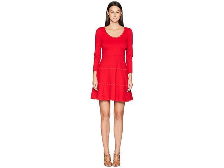 Kate Spade New York Broome Street Scallop Ponte Dress (lingonberry) Women's Dress