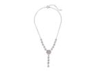 Nina Pave/pearl Flower Y-necklace (rhodium/ivory Pearl/white Cz) Necklace