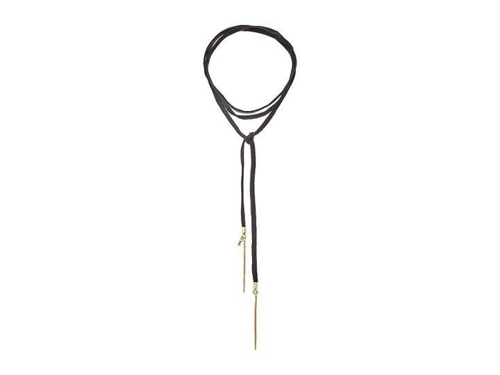 Vanessa Mooney Black Leather Bolo With Antique Brass Daggers Necklace (brass) Necklace