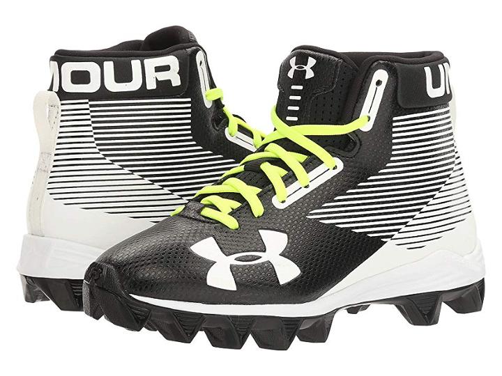 Under Armour Kids Ua Hammer Mid Rm Jr. Football (little Kid/big Kid) (black/white) Boys Shoes