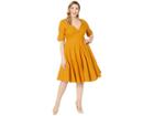Unique Vintage Plus Size 1950s Delores Swing Dress With Sleeves (mustard Yellow) Women's Dress