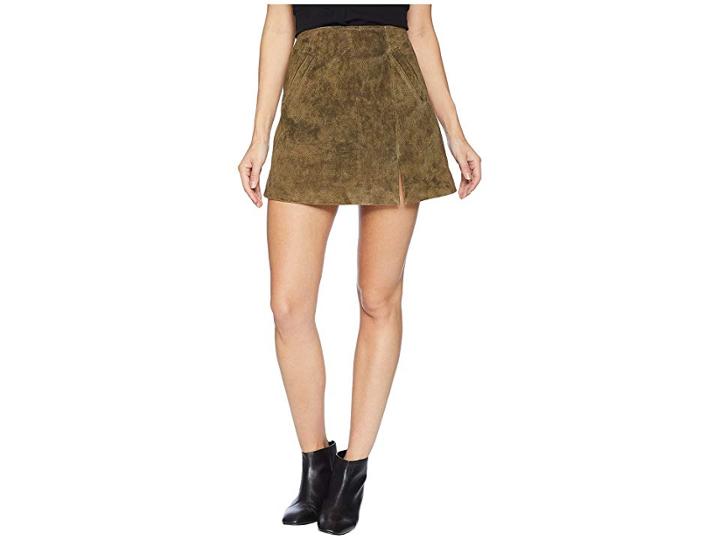 Blank Nyc Olive Green Mini Skirt With Side Slit In Bank Roll (bank Roll) Women's Skirt