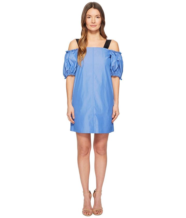 Sportmax Cina Cold Shoulder Puff Short Sleeve Dress (light Blue) Women's Dress