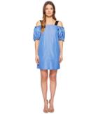 Sportmax Cina Cold Shoulder Puff Short Sleeve Dress (light Blue) Women's Dress