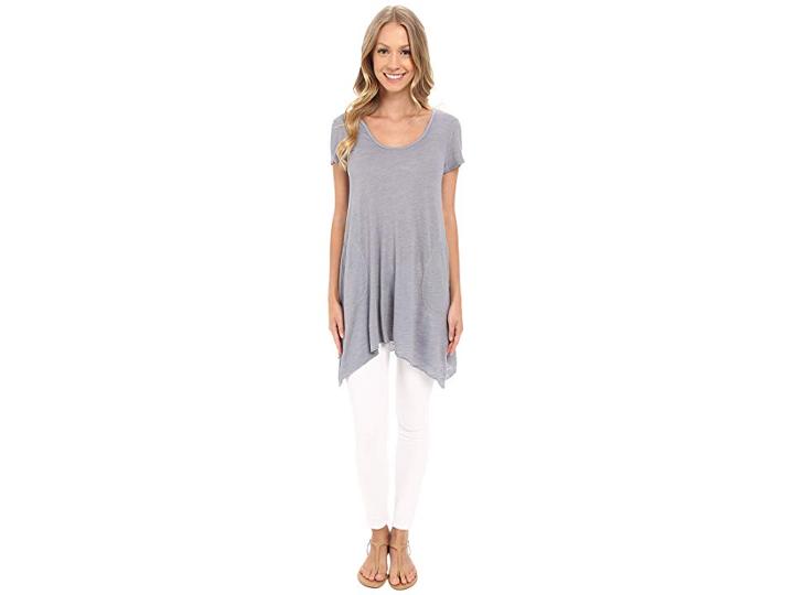 Allen Allen S/s Slub Tunic (pale Grey) Women's Blouse