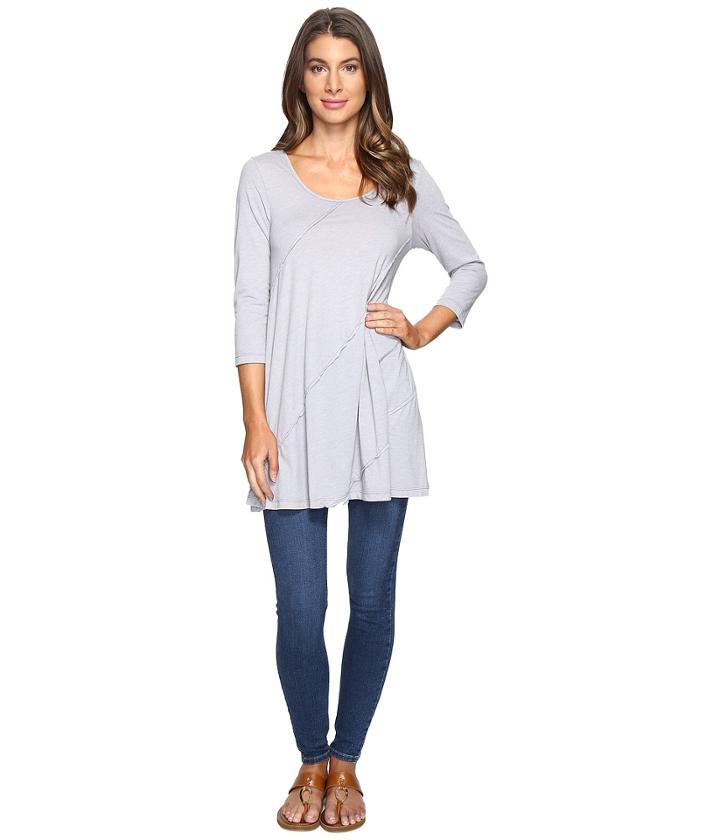Mod-o-doc Heather Jersey 3/4 Sleeve Swing Tunic (silver) Women's Clothing