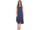 Mod-o-doc Slub Jersey Shirred Seamed Hi-low Tank Dress (new Navy) Women's Dress