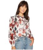 Lucky Brand Open Floral Print Top (multi) Women's Clothing