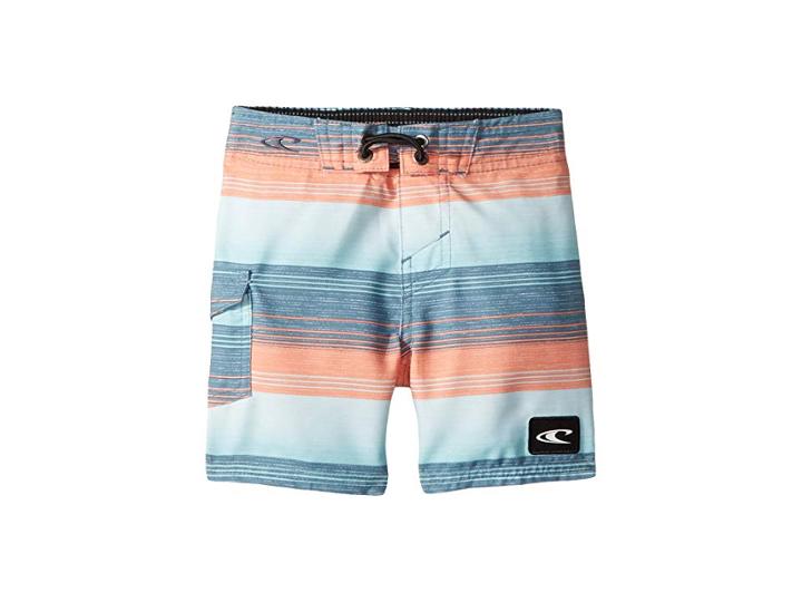 O'neill Kids Santa Cruz Stripe Boardshorts (toddler/little Kids) (deep Teal) Boy's Swimwear