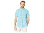 U.s. Polo Assn. Short Sleeve Medium Check Woven Button Down (coast Azure) Men's Clothing
