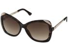 Guess Gf6055 (shiny Havana With Gold/brown Gradient Lens) Fashion Sunglasses