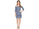 Lilly Pulitzer Laurana Off The Shoulder Dress (high Tide Navy Surf Sayulita Shell Stripe Engineered) Women's Dress