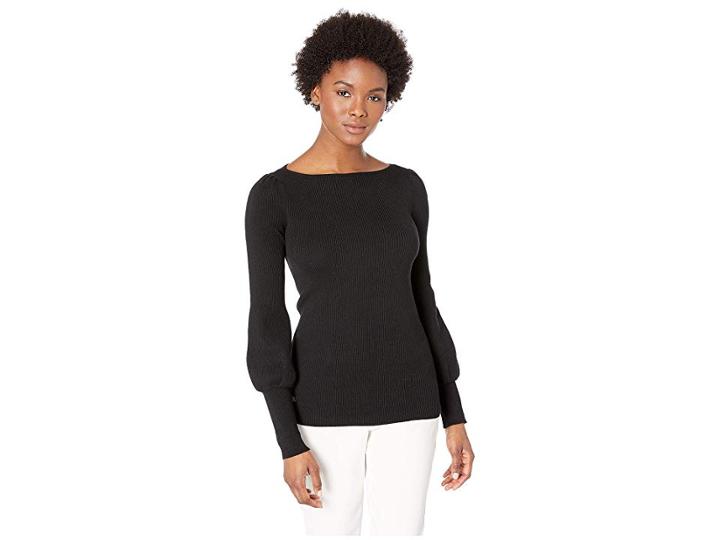 Lauren Ralph Lauren Puffed-sleeve Sweater (polo Black) Women's Sweater