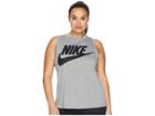 Nike Plus Size Essential Tank Top Muscle Hbr Extended (carbon Heather/anthracite/black) Women's Sleeveless