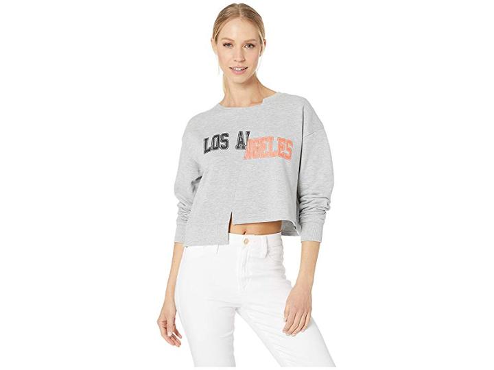 Juicy Couture La Split Logo Terry Pullover (heather Cozy) Women's Clothing