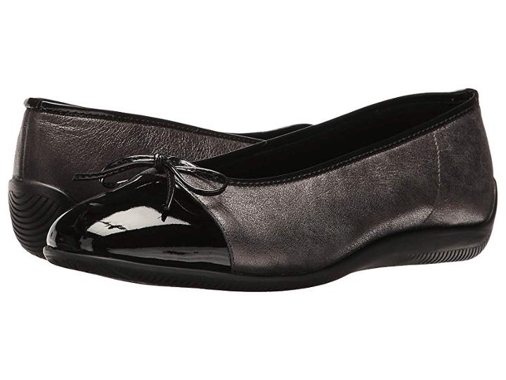Ara Bella (black Metallic/patent Toe) Women's Dress Flat Shoes