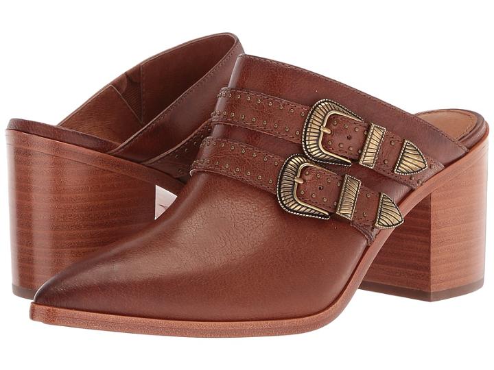Frye Flynn Belted Mule (cognac Tumbled Buffalo) Women's Clog/mule Shoes