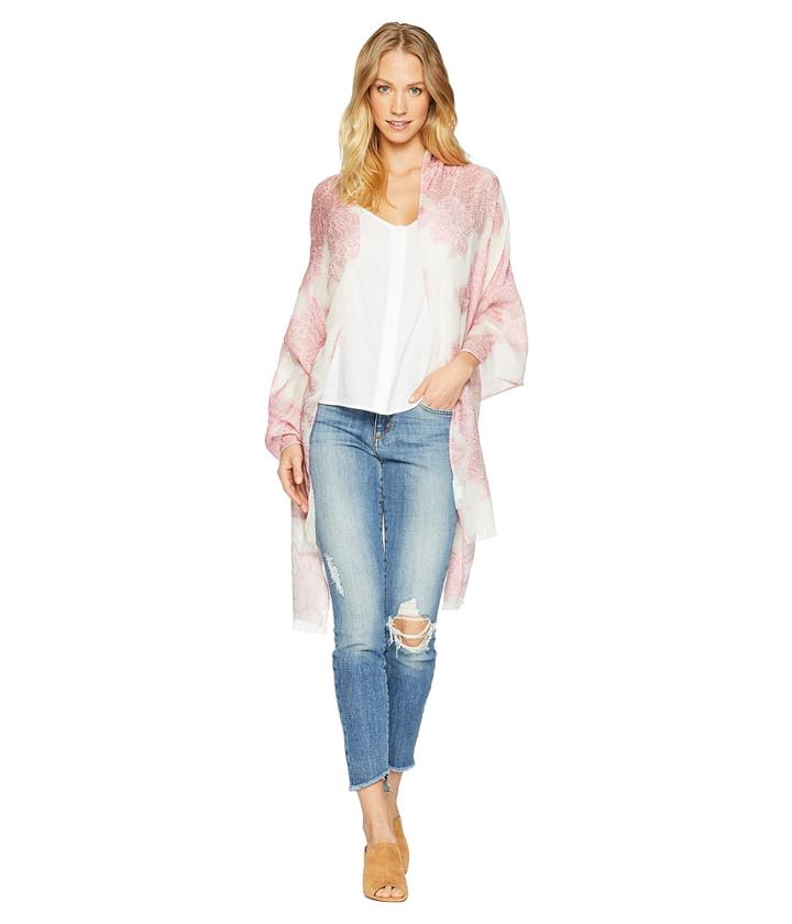 Betsey Johnson Silky Burnout Floral Draped Evening Wrap (fuchsia 1) Women's Clothing