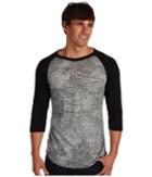 Alternative Big League Burnout Baseball Tee (grey Heather/black) Men's T Shirt