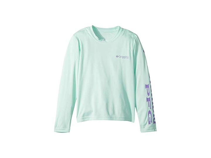 Columbia Kids Terminal Tackletm Long Sleeve (little Kids/big Kids) (sea Ice/paisley Purple) Girl's Long Sleeve Pullover