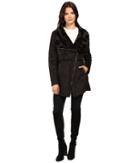 Jessica Simpson Faux Shearling Moto Jacket With Asymmetrical Zip (black) Women's Coat