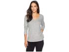 Nally & Millie Brushed V-neck Top With Ruching (heather Grey) Women's Clothing