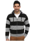 U.s. Polo Assn. Sherpa Lined Rugby Stripe Full Zip Hoodie (black) Men's Sweatshirt