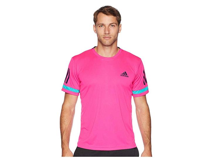 Adidas Club 3-stripes Tee (shock Pink) Men's T Shirt