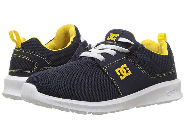 Dc Kids Heathrow (little Kid/big Kid) (navy/yellow) Boys Shoes