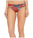 Roxy Softly Love Print Reversible 70's Bikini Bottom (tandoori Spice Velvet Tribes) Women's Swimwear
