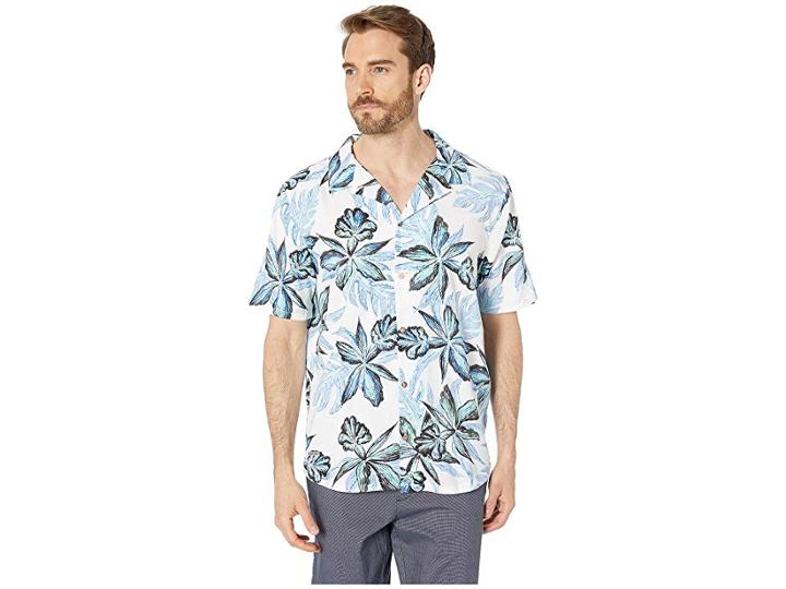 U.s. Surf Club Blue Sky Floral Print Shirt (white) Men's Clothing