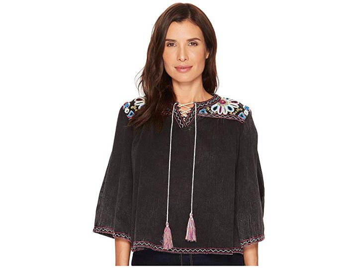 Double D Ranchwear Rhythm Blues Top (black) Women's Clothing