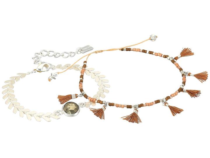 Chan Luu Chevron And Tassel Adjustable Bracelets (pyrite) Bracelet
