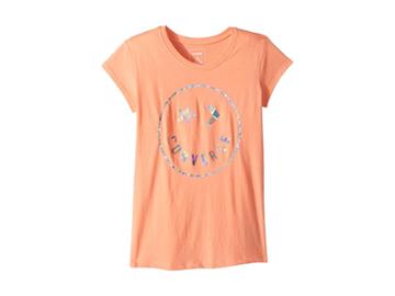 Converse Kids Classic Smiley Face Tee (big Kids) (desert Flower) Girl's T Shirt