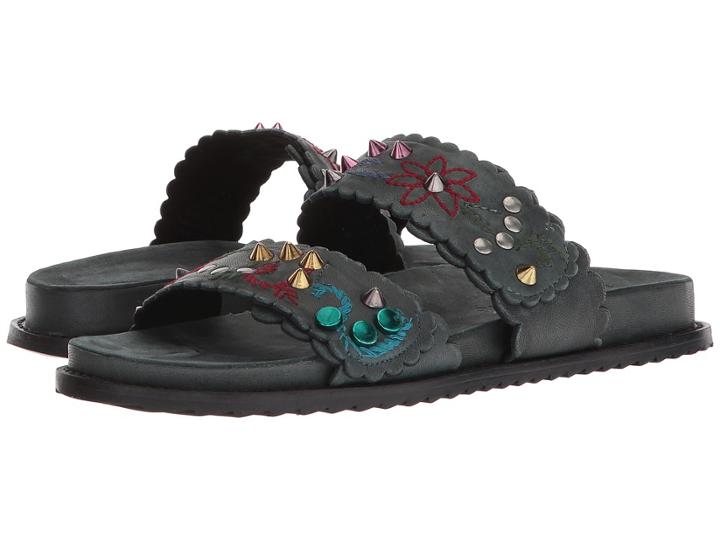 Free People Spellbound Footbed Sandal (black) Women's Slide Shoes
