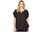 Calvin Klein Plus Plus Size Short Sleeve Top With Hardware (black) Women's Blouse