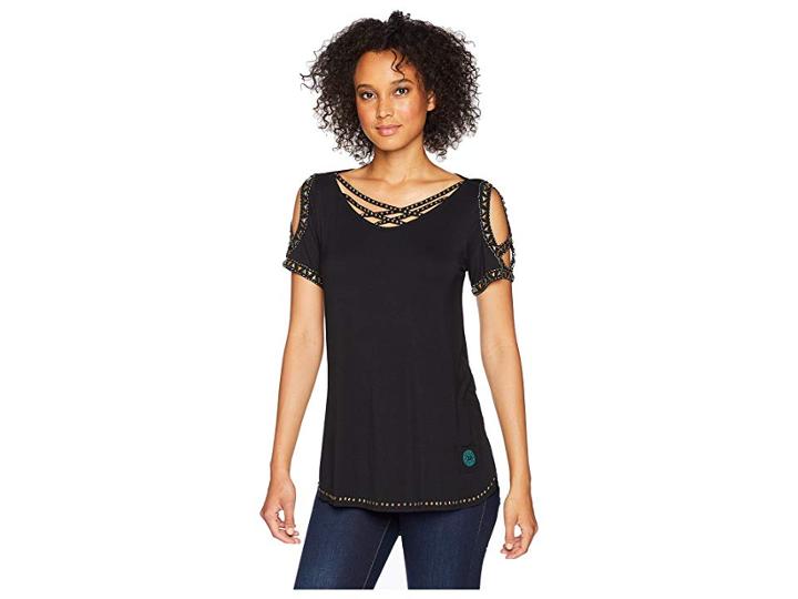 Double D Ranchwear Love Peace Top (black) Women's Clothing