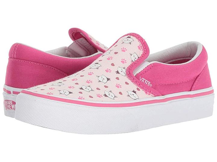Vans Kids Classic Slip-on (little Kid/big Kid) ((ditsy Kitty) True White/heavenly Pink/magenta) Girls Shoes