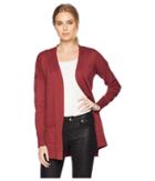 Pink Rose Long Sleeve Drop Shoulder Open Cardigan W/ Pockets And Side Rib (balmy Clay) Women's Sweater