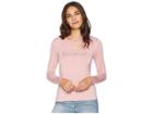 Bebe Lattice Neckline Long Sleeve Top (bridal Rose) Women's Clothing