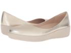 Fitflop Leather Superballerina (pale Gold) Women's Clog/mule Shoes