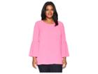 Kari Lyn Plus Size Poppy Bell Sleeve Top (hot Pink) Women's Clothing